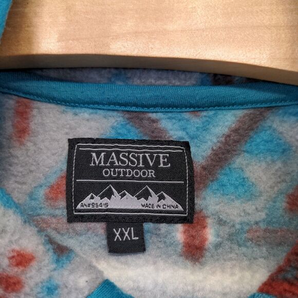 Massive Outdoor Men's Fleece Sweatshirt Multi 2XL Aztec Southwest Polyester - Picture 5 of 13